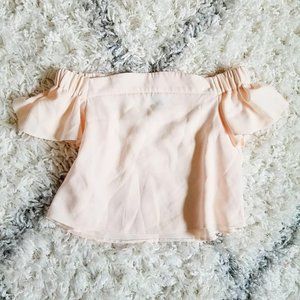 Petite TOPSHOP Cream Off-the-Shoulder short blouse crop top